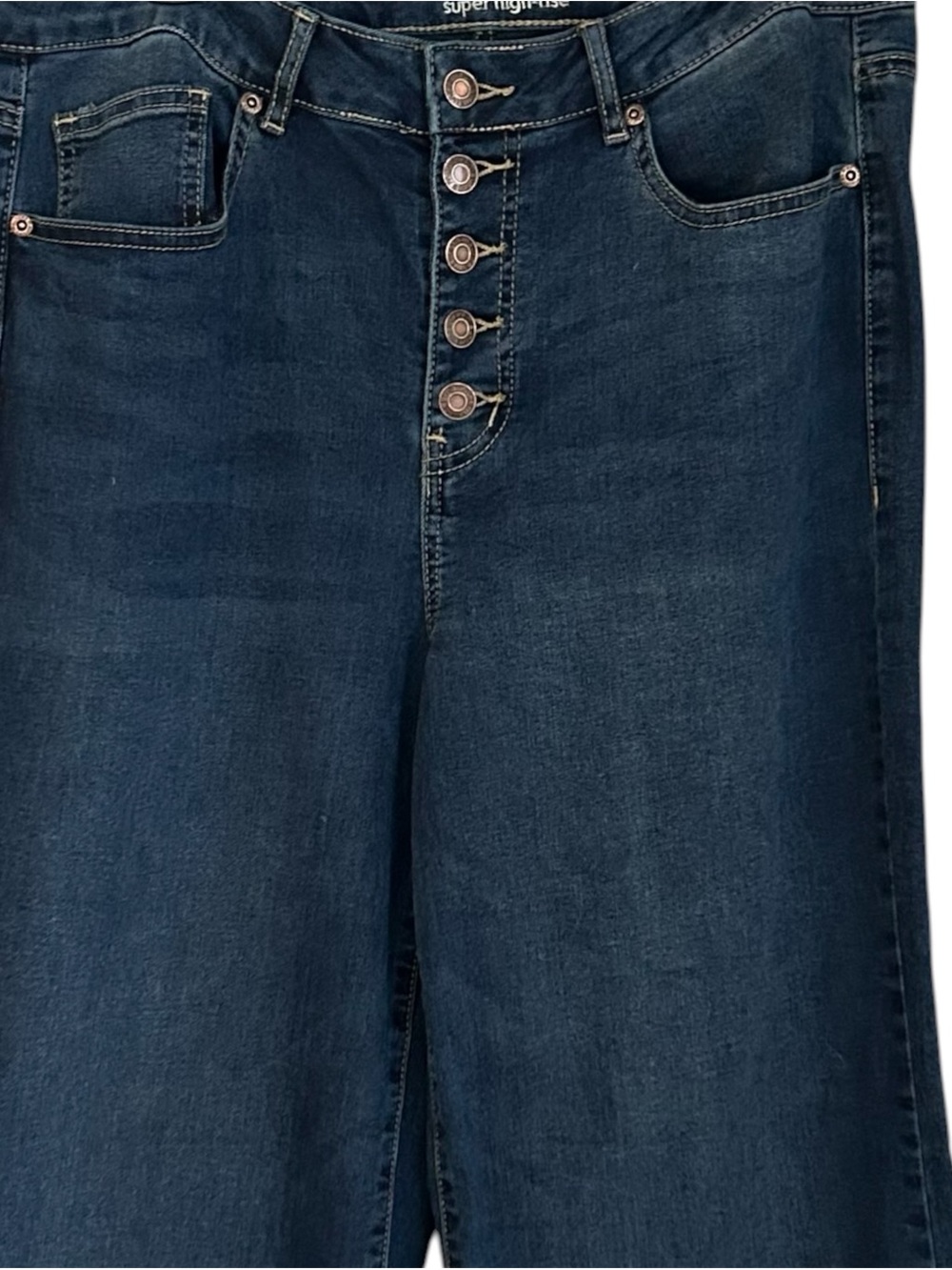 Maurices High-Rise Super Wide Leg Jeans - Dark Blue Size 12 Palazzo - Picture 2 of 8